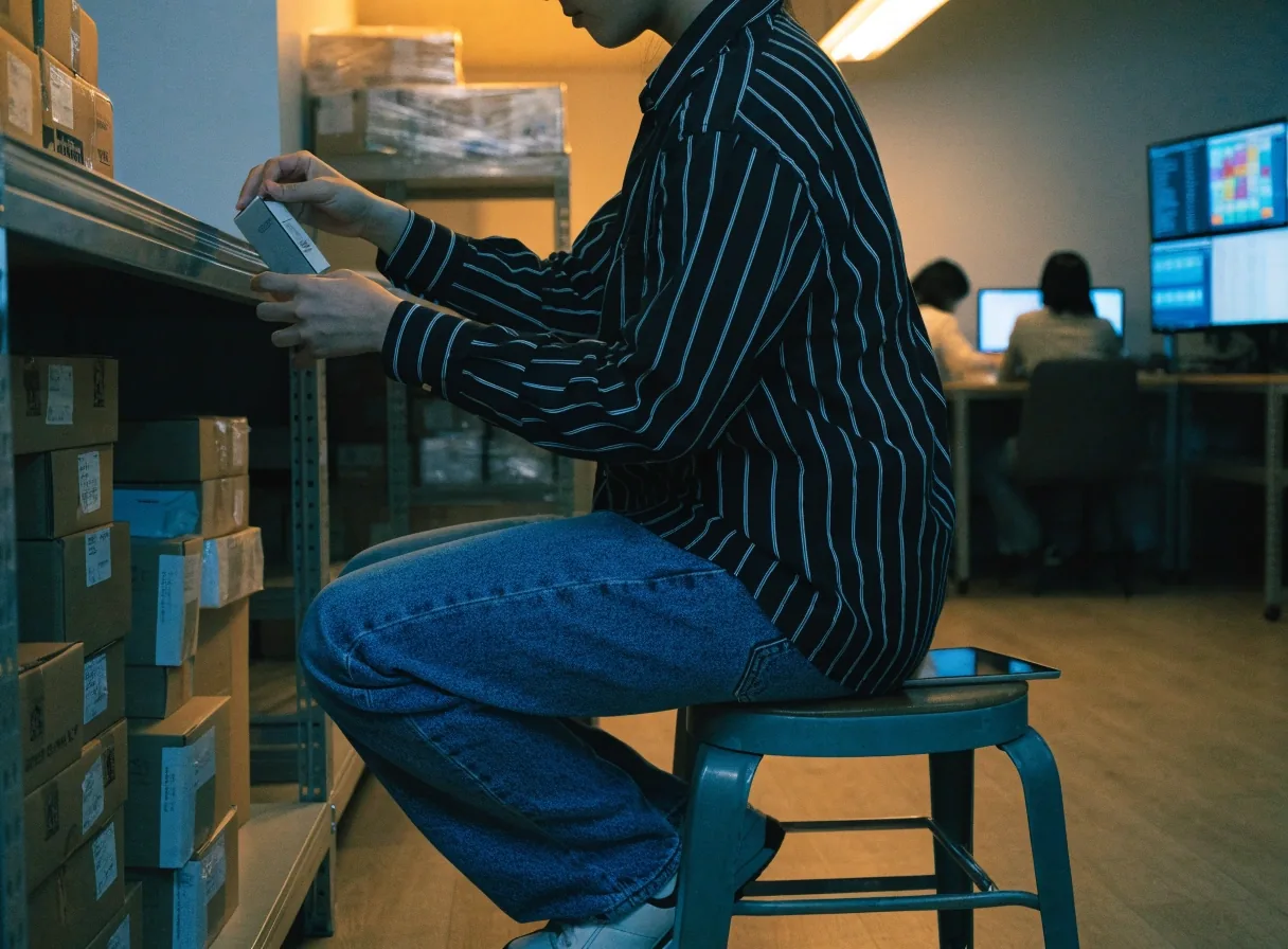 상품 검색 품질을 점검하며 진열대를 확인하는 담당자